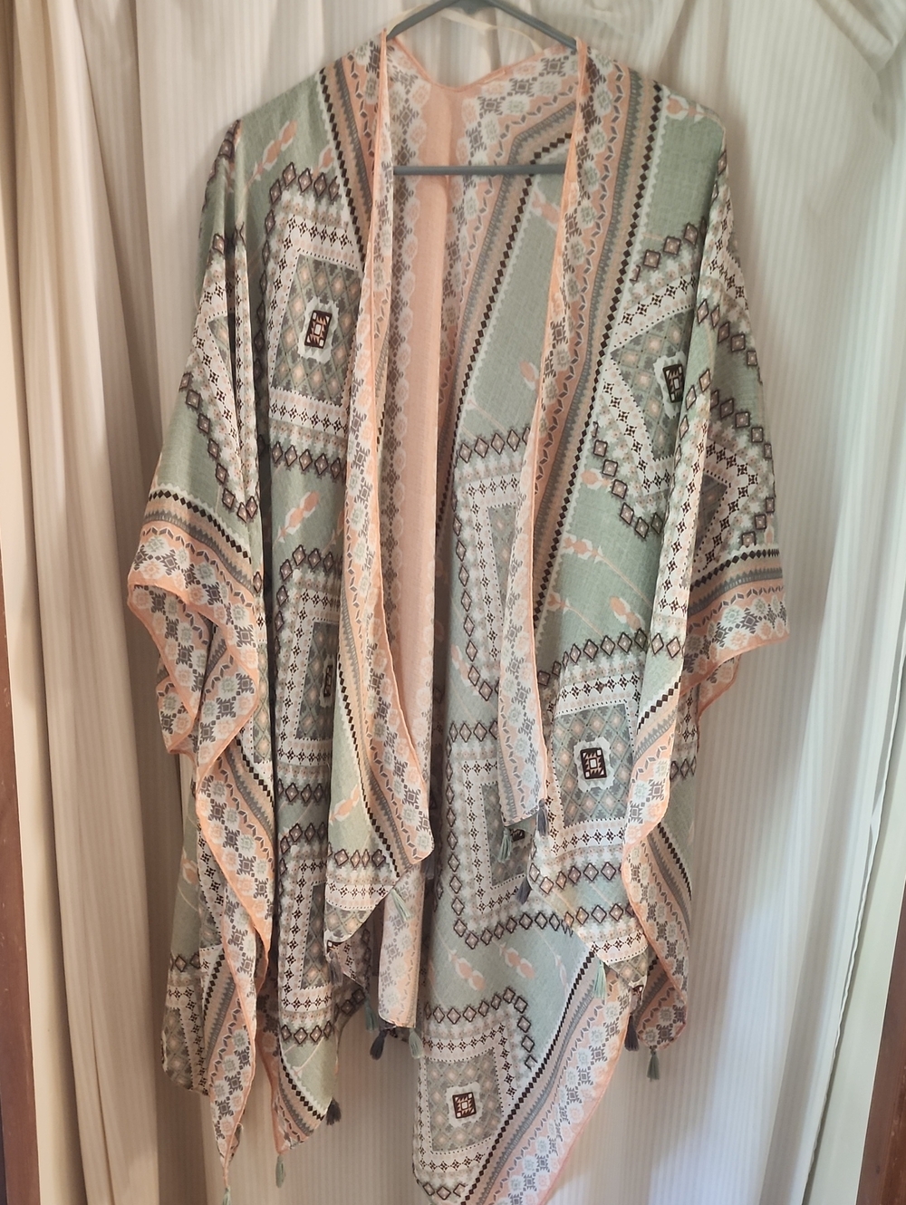 Boho Geometric Women’s Swim Coverup - Sage & Peach